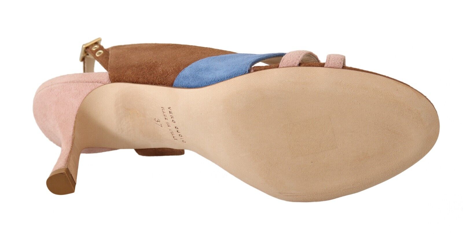 GIA COUTURE Multicolor Suede Leather Slingback Heels Sandals Shoes - Fizigo