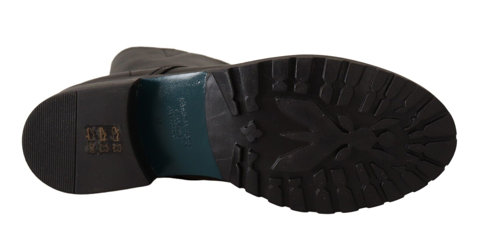 Patrizia Pepe Black Leather High Boots Front Zip Closure Shoes - Fizigo