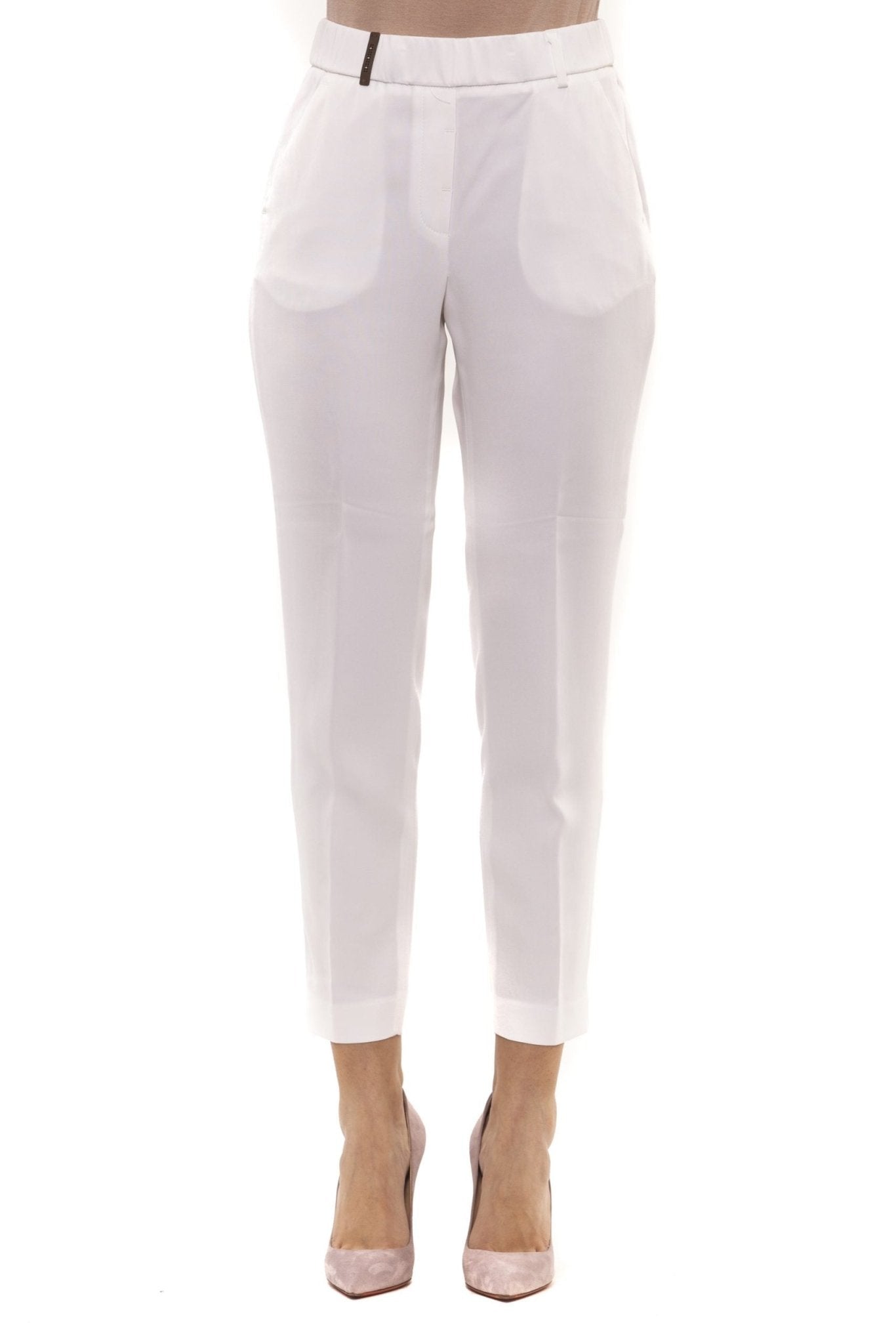 Peserico White Viscose Jeans & Pant - Fizigo