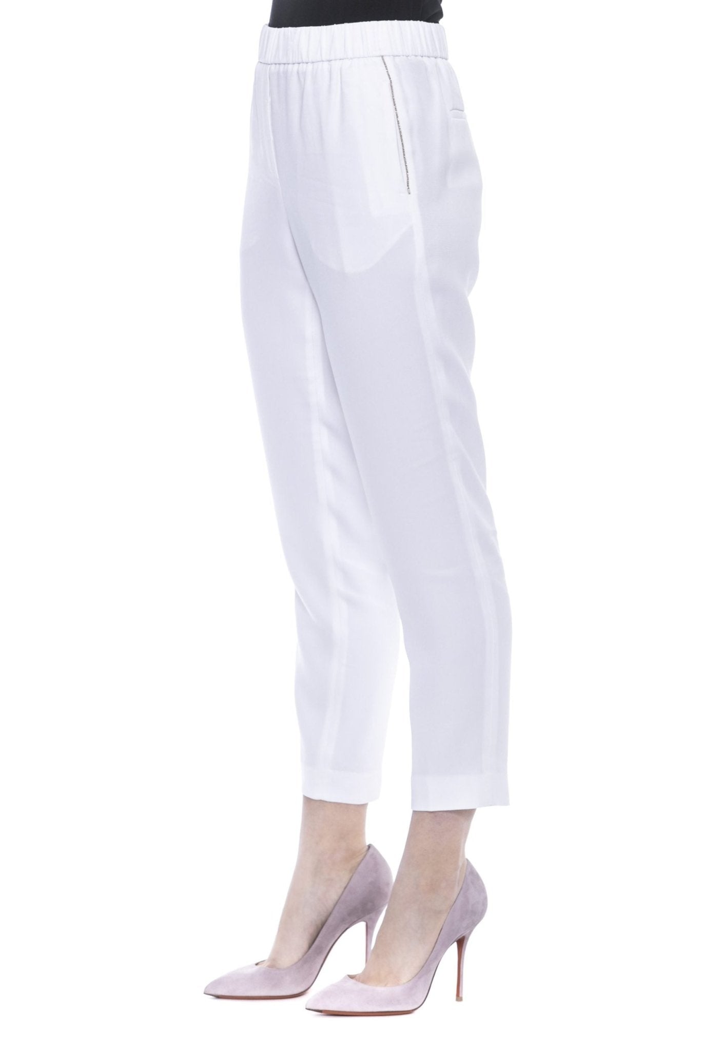 Peserico White Viscose Jeans & Pant - Fizigo