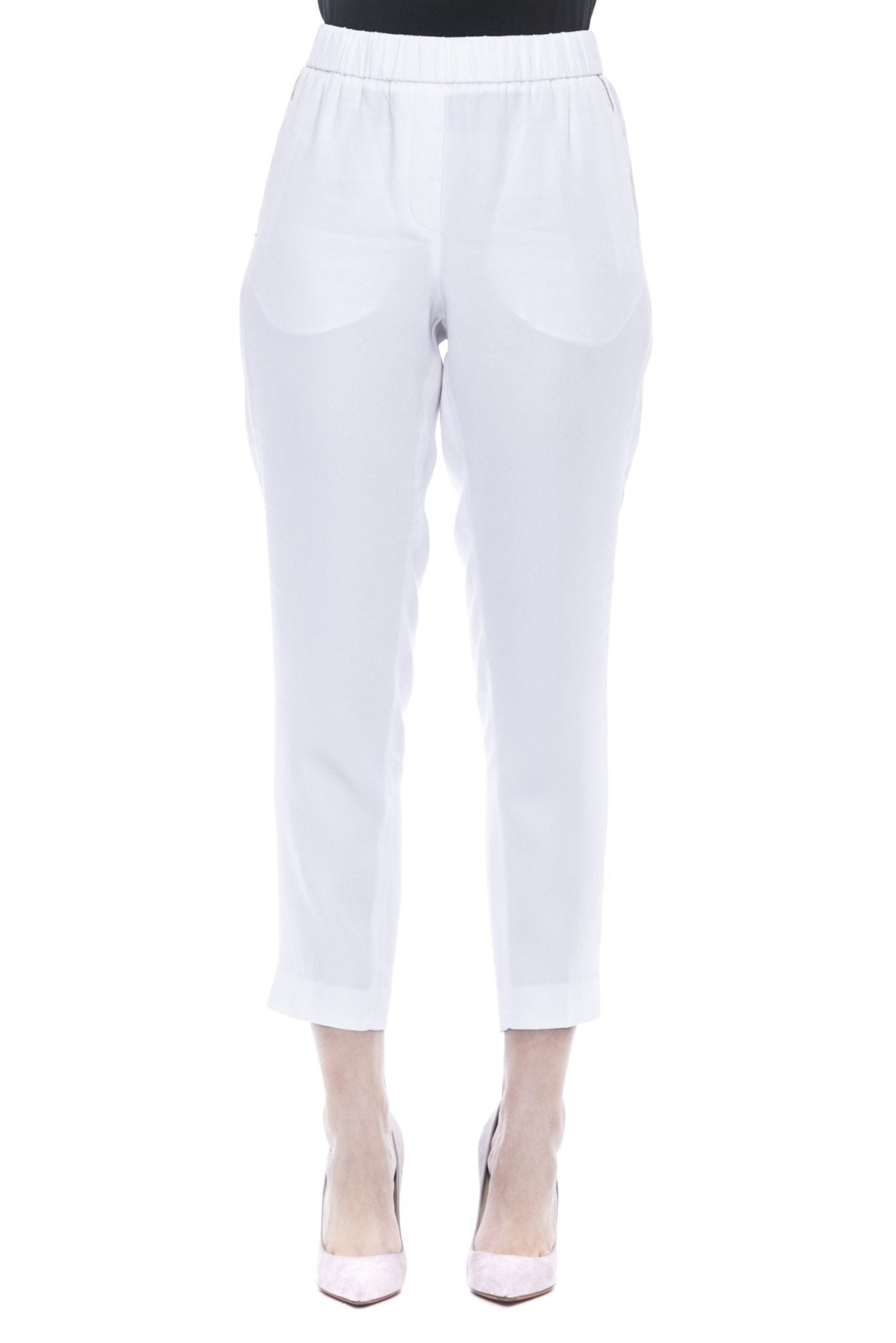 Peserico White Viscose Jeans & Pant - Fizigo