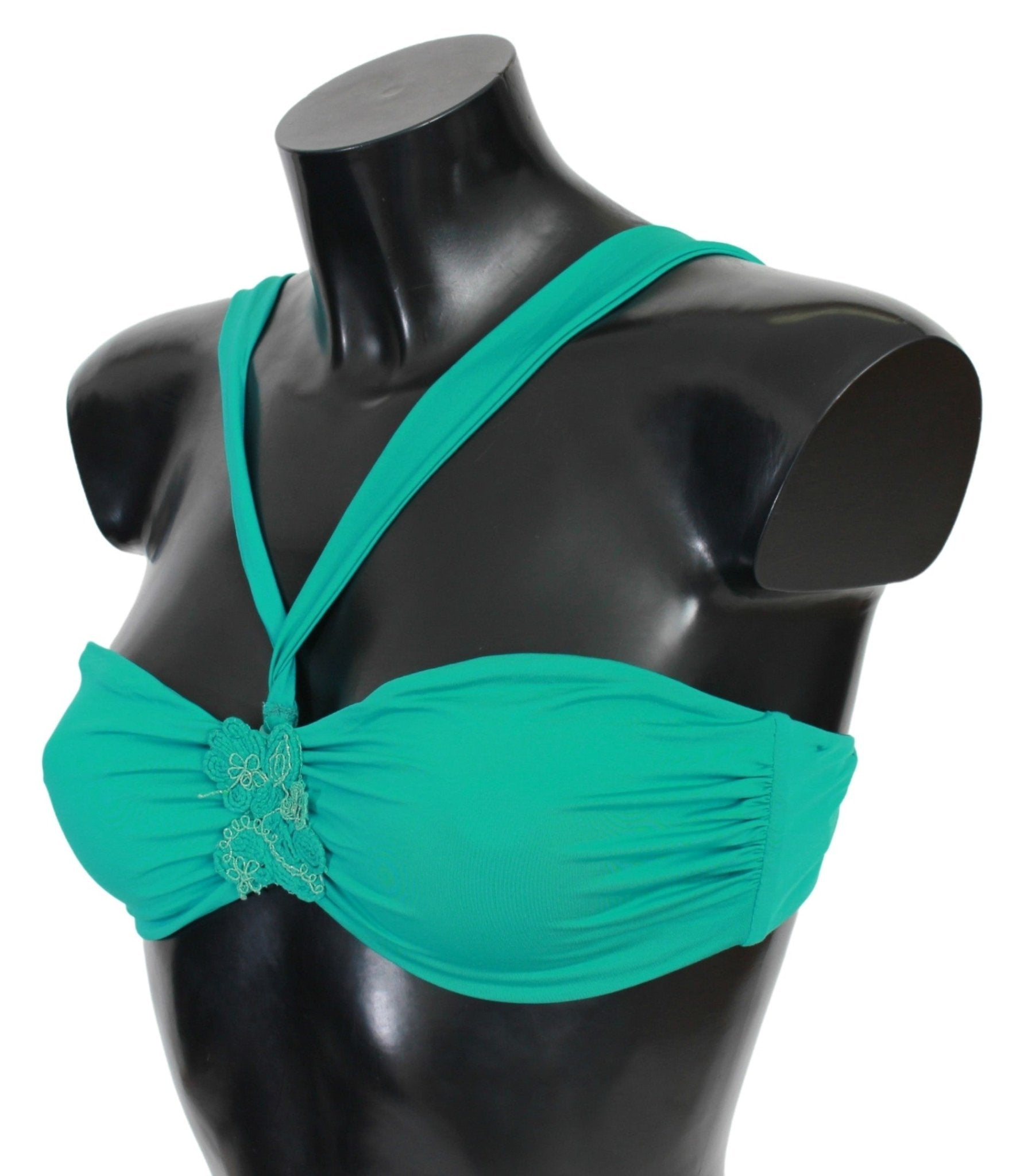 PINK MEMORIES Blue Green Nylon Bikini Tops Swimsuit Beachwear - Fizigo