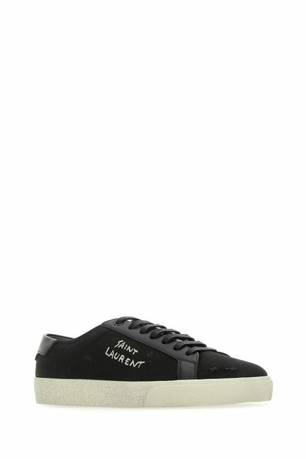 Saint Laurent Black Canvas & Leather Low Top Sneakers - Fizigo
