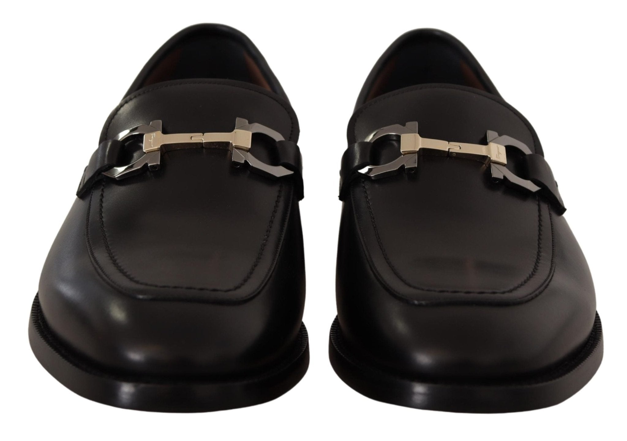 Salvatore Ferragamo Black Calf Leather Moccasin Formal Shoes - Fizigo