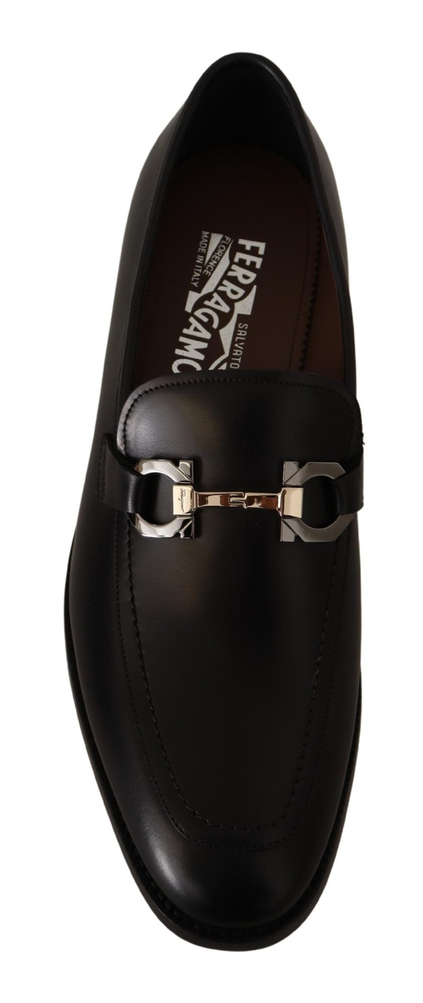 Salvatore Ferragamo Black Calf Leather Moccasin Formal Shoes - Fizigo