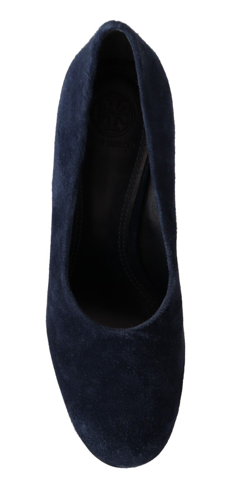Tory Burch Navy Blue Suede Leather Block Heels Pumps Shoes - Fizigo