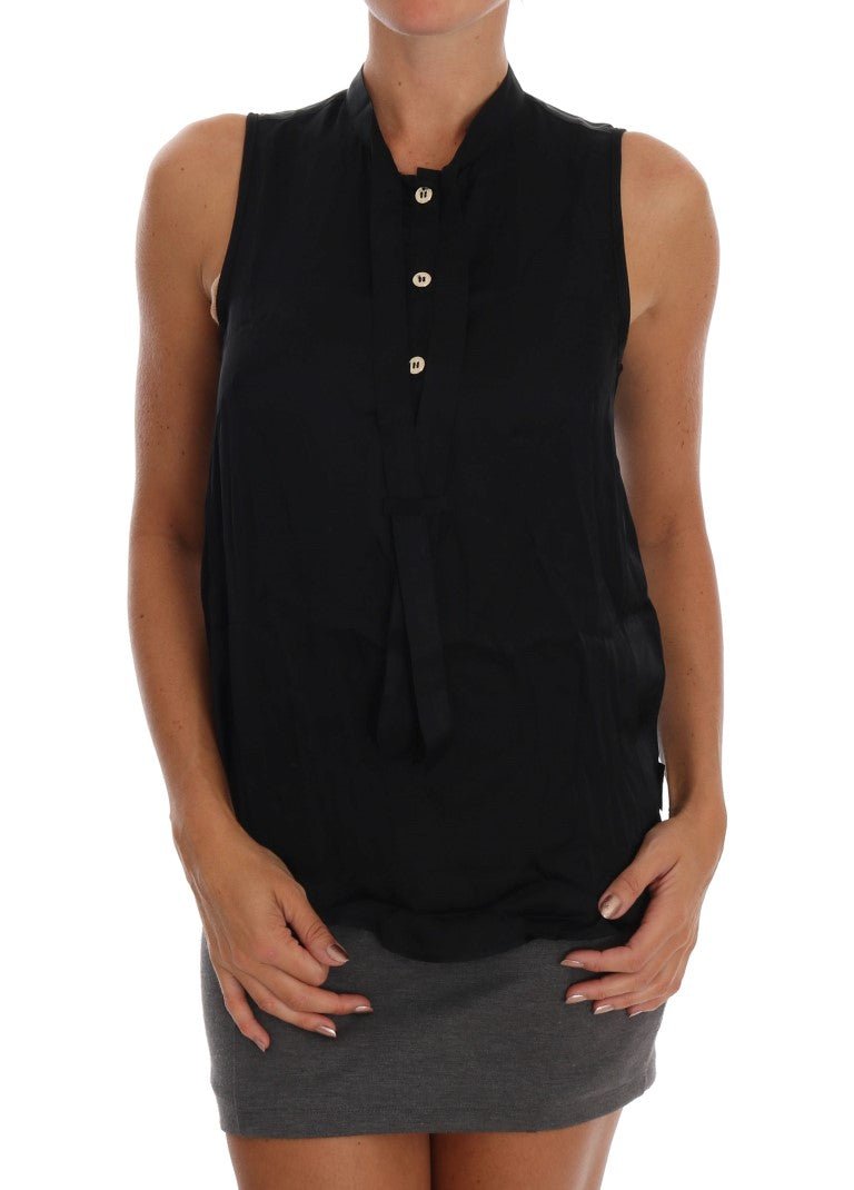 Versace Jeans Black Sleeveless Viscose Blouse Top - Fizigo