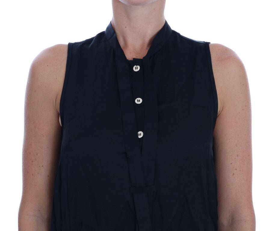 Versace Jeans Black Sleeveless Viscose Blouse Top - Fizigo